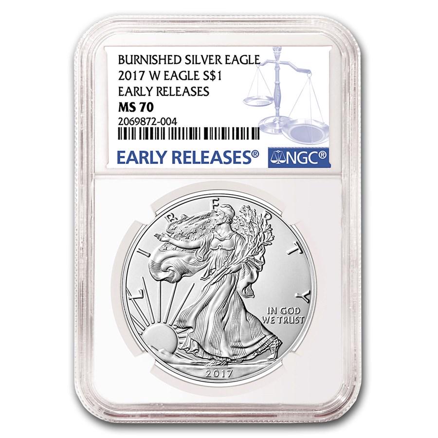 2017-W Burnished Silver Eagle MS-70 NGC (Early Releases) (1 of 3)