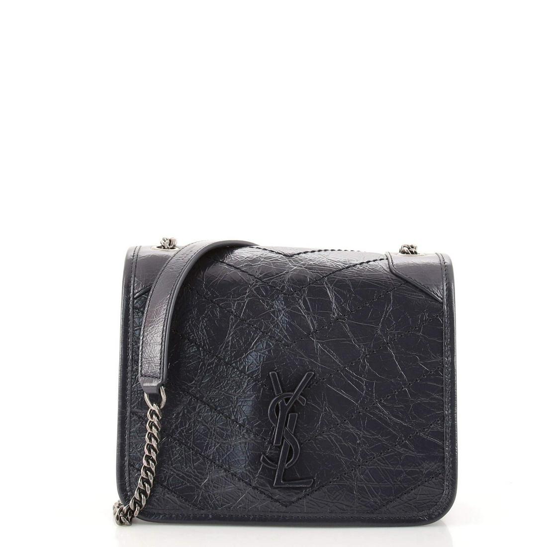 Monogram chain wallet in cheap silver textured matelassé metallic leather