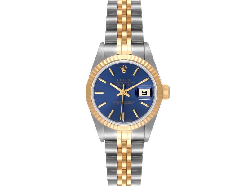 Rolex Datejust Steel Yellow Gold Blue Dial Ladies Watch: Rolex Datejust Steel Yellow Gold Blue Dial Ladies Watch Product Code: 44584-34CB0 Brand: Rolex Condition: Pre-Owned Rolex Datejust Steel Yellow Gold Blue Dial Ladies Watch.Officially certified chronom
