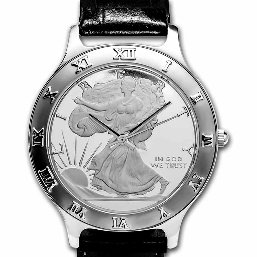2022 1/2 oz Silver Half Dollar Walking Liberty Leather Band Watch (1 of 1)