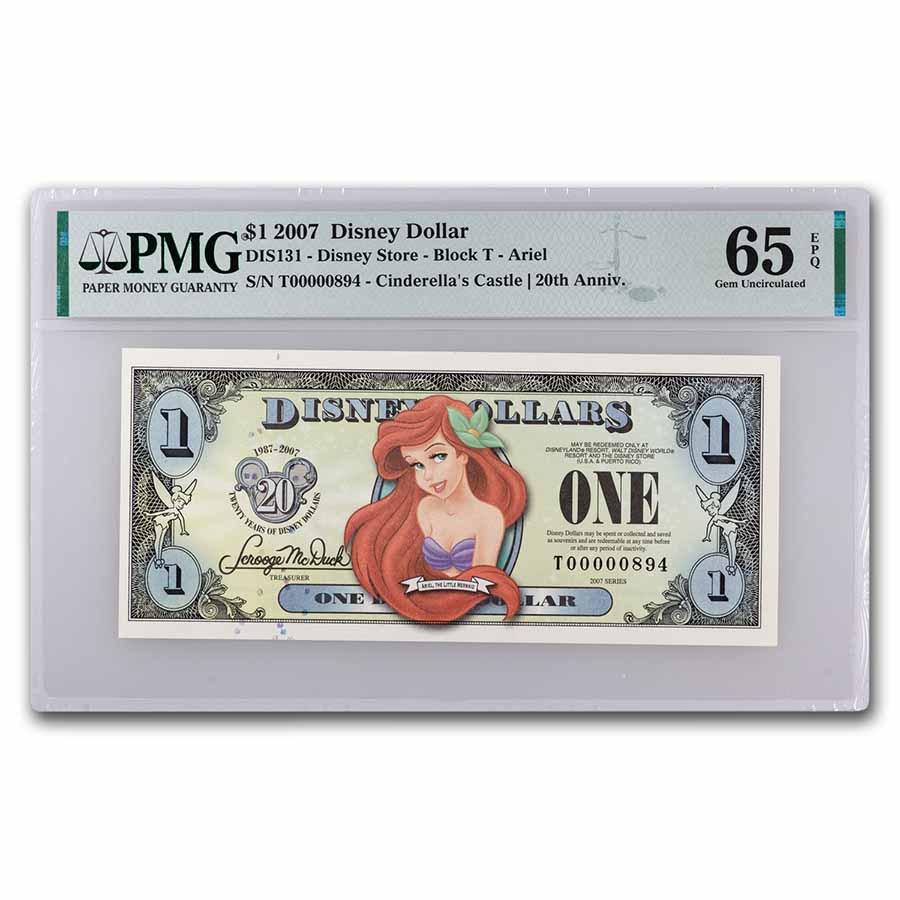2007 $1.00 (T) Ariel CU-65 EPQ PMG (DIS#131) Low 3 Digit Serial # (1 of 3)