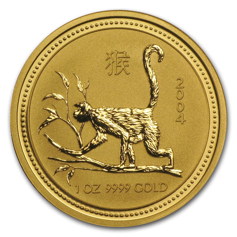 2004 Australia 1 oz Gold Lunar Monkey BU (Series I) (1 of 2)