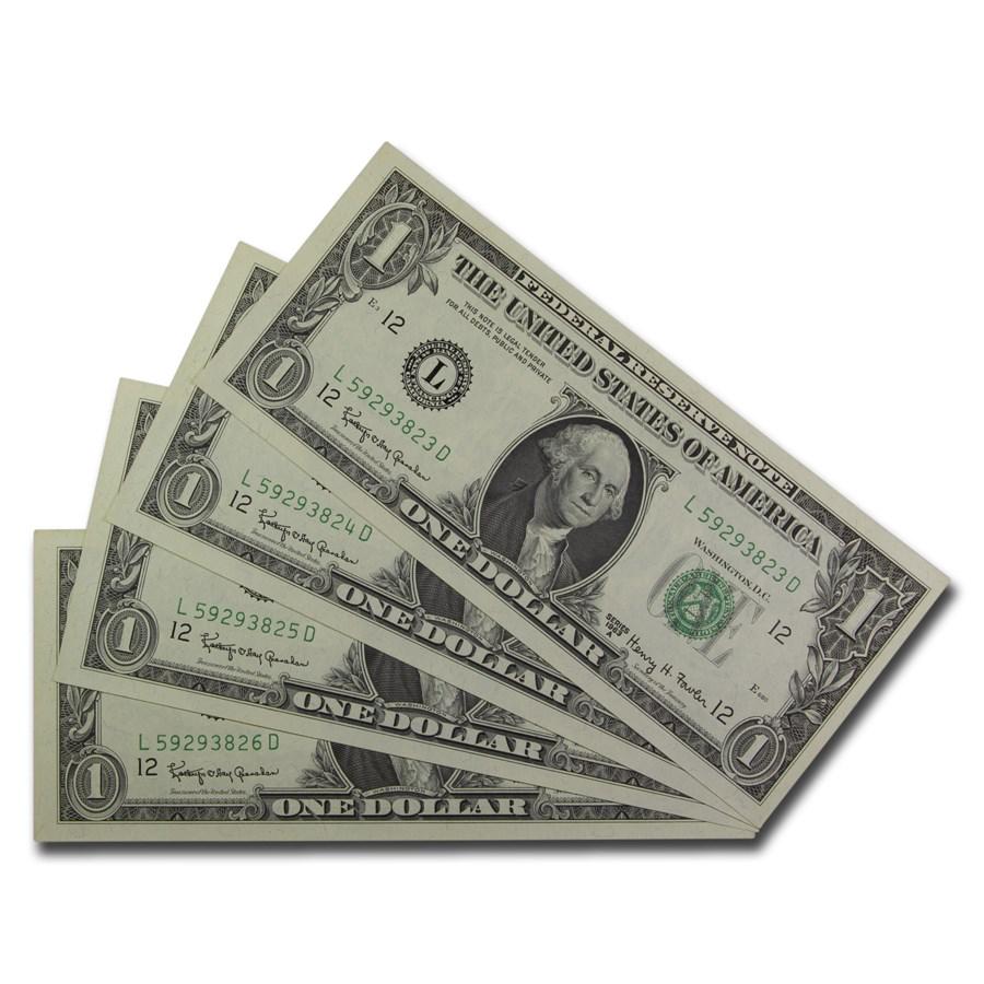 1963-A (L-San Francisco) $1 FRN CU (Fr#1901-L) 4 Consec (1 of 2)