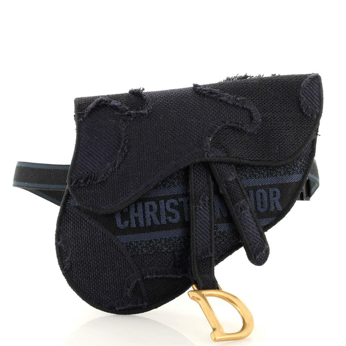 Christian Dior Saddle Belt Bag Camouflage Embroidered Canvas: Christian Dior Saddle Belt Bag Camouflage Embroidered Canvas Exterior Color: Blue Interior Color: Blue Exterior Material: Canvas Plain Interior Material: Canvas Plain Hardware Color: Aged Gold Acc