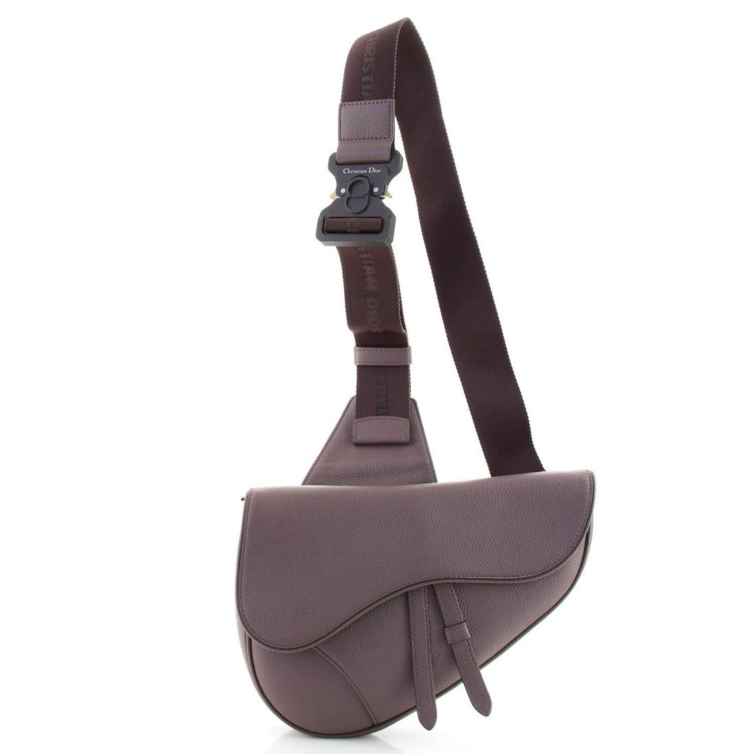 Christian Dior Saddle Crossbody Bag Leather: Christian Dior Saddle Crossbody Bag Leather Exterior Color: Purple Interior Color: Black Exterior Material: Leather Interior Material: Fabric Hardware Color: Silver Accessories: No accessories <br