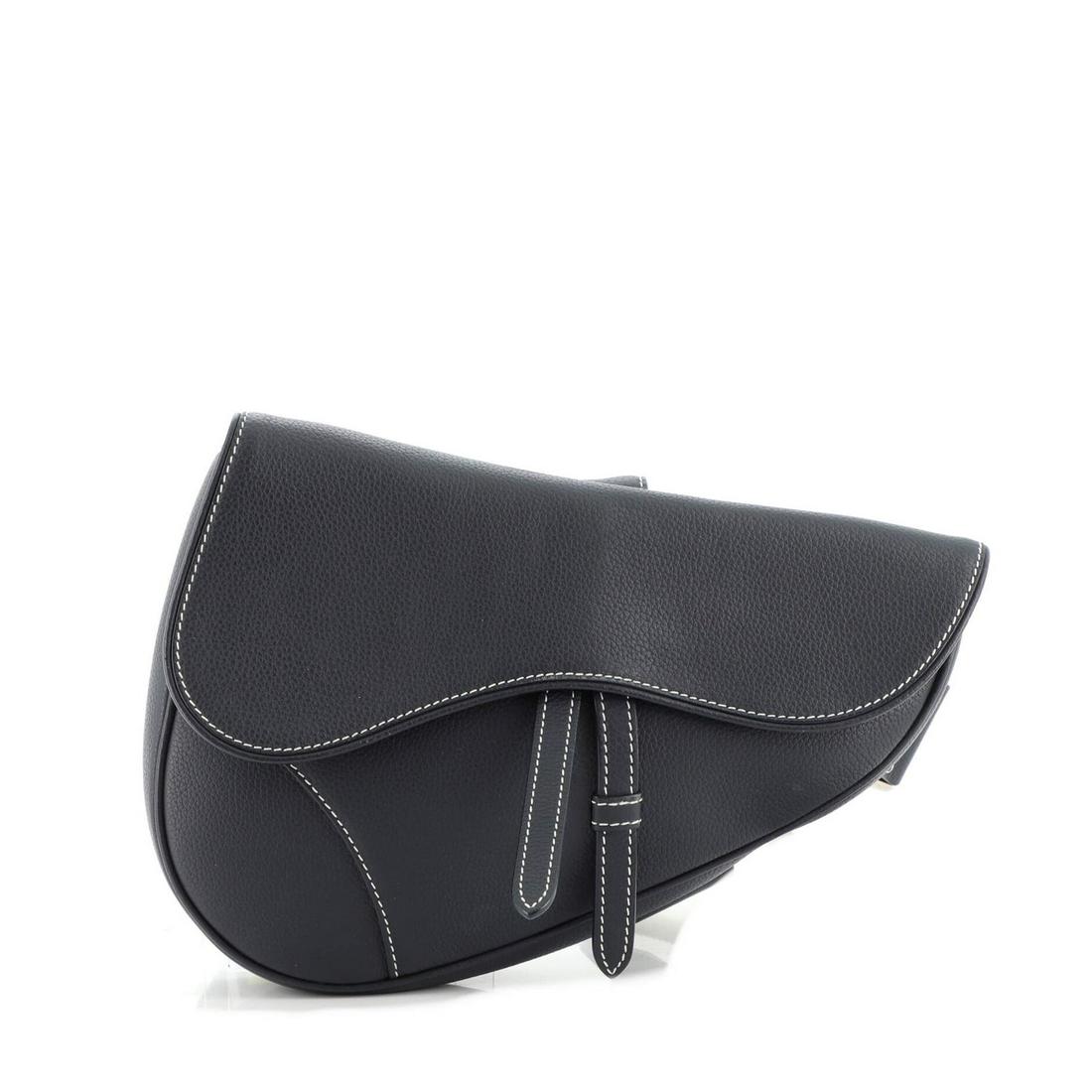 Christian Dior Saddle Crossbody Bag Leather: Christian Dior Saddle Crossbody Bag Leather Exterior Color: Blue Interior Color: Black Exterior Material: Leather Interior Material: Fabric Hardware Color: Silver Accessories: No accessories <