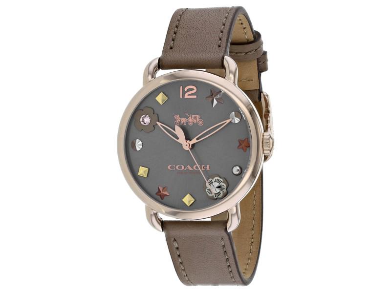 Coach womens Delancey: Coach womens Delancey Product Code: 14502797-39B2A Brand: Coach Condition: Never Worn Details: Stainless steel case, Leather strap, Grey dial, Quartz movement, Scratchresistant mineral, Water resistan