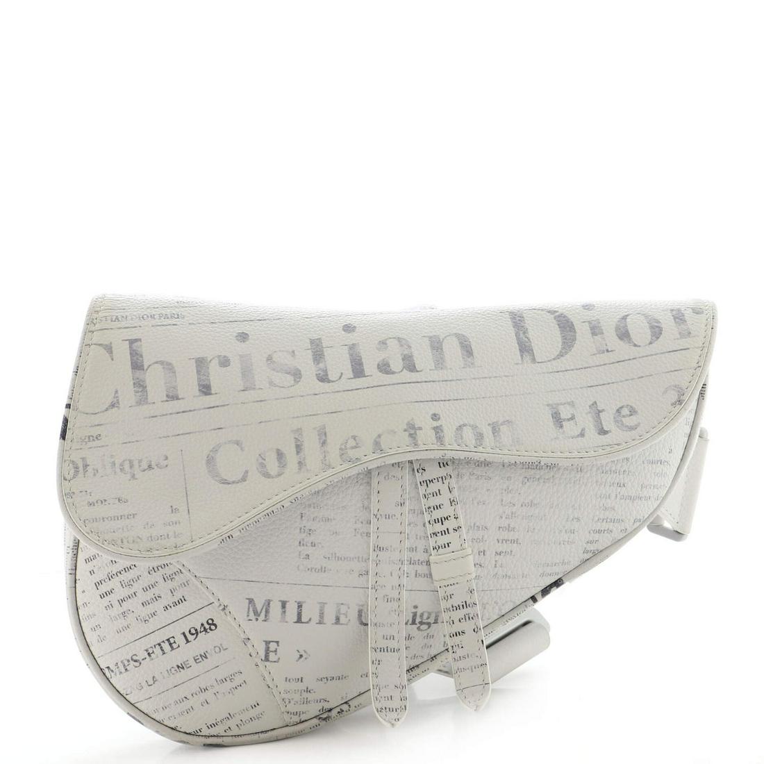 Christian Dior Daniel Arsham Saddle Crossbody Bag Printed Leather: Christian Dior Daniel Arsham Saddle Crossbody Bag Printed Leather Exterior Color: White Interior Color: Black Exterior Material: Leather Interior Material: Nylon Hardware Color: Gold Accessories: