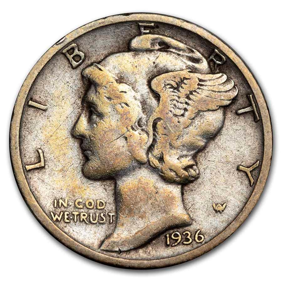 1936-S Mercury Dime Fine/VF (1 of 2)