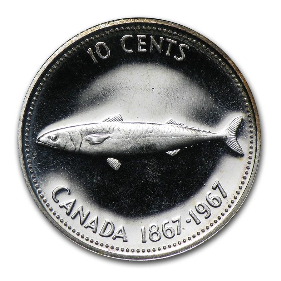 1967 Canada Silver 10 Cents Mackerel BU/Prooflike (1 of 2)