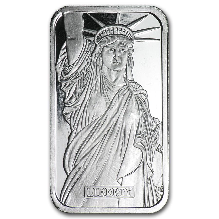 1 oz Silver Bar - Johnson Matthey (Statue of Liberty, MTB, JM) (1 of 2)