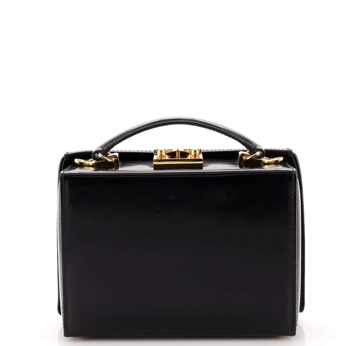 Mark Cross Grace Box Bag Leather Small: Mark Cross Grace Box Bag Leather Small Exterior Color: Black Interior Color: Red Exterior Material: Leather Interior Material: Leather Hardware Color: Gold Accessories: Clochette missing, Keys mis