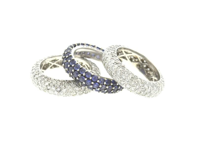 18k White Gold Pave Diamond & Tanzanite Eternity Band Three Stackable Rings: 18k White Gold Pave Diamond & Tanzanite Eternity Band Three Stackable Rings Product Code: 323981627964-E Condition: Pre-Owned Metal: White Gold Stone: Diamond Model: 323981627964-E Item Specifics:
