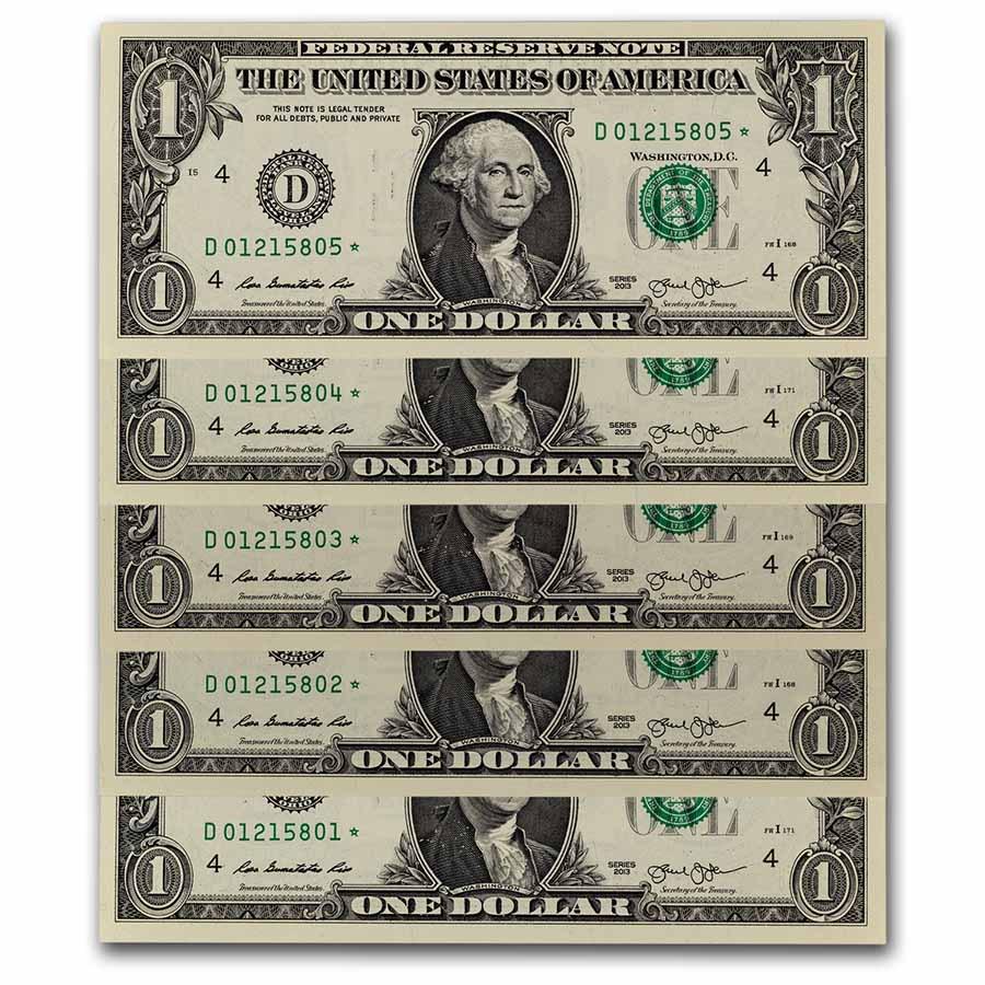 2013* (D-Cleveland) $1.00 FRN CU (Fr#3001-D*) 20 Con Star Notes (1 of 8)