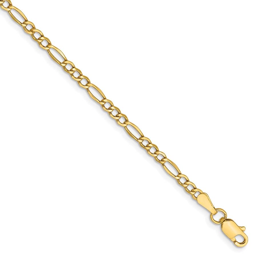 14k Yellow Gold 2.5 mm Semi-Solid Figaro Chain - 9 in. (1 of 1)