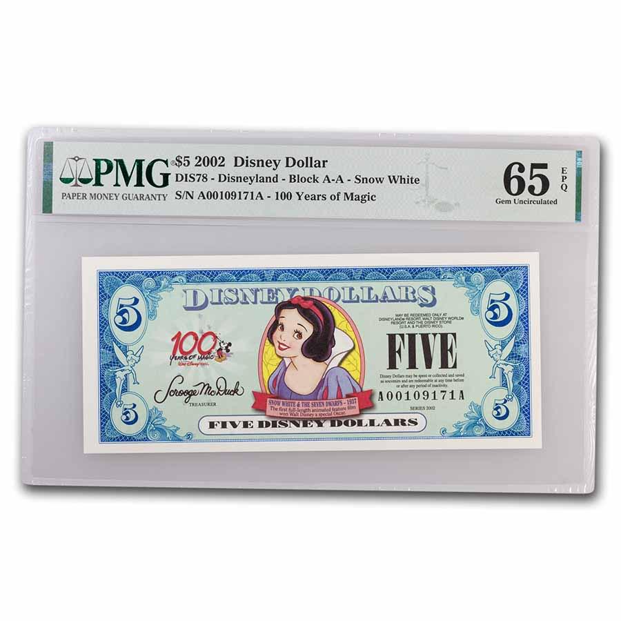 2002 $5.00 (AA) Snow White (DIS#78) CU-65 EPQ PMG (1 of 3)