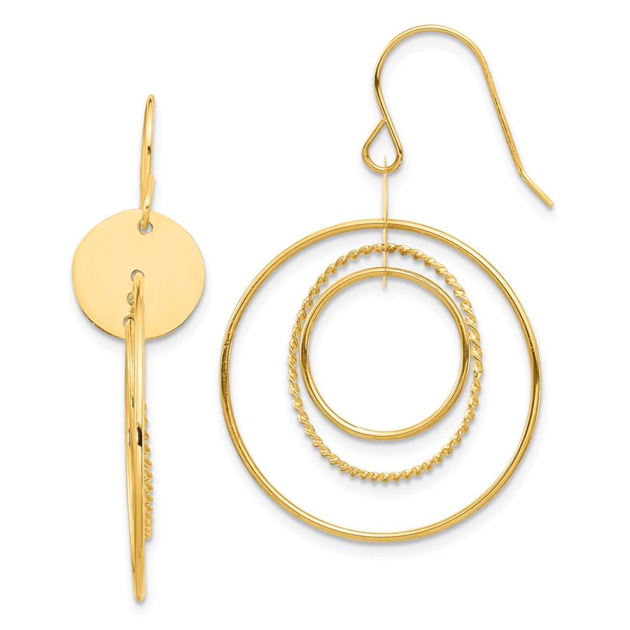 14k Yellow Gold Circle Dangle Earrings (1 of 2)