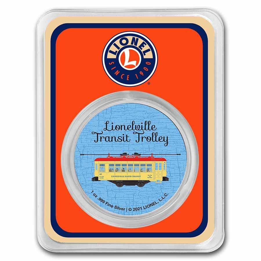 Lionelville Transit Trolley Colorized 1 oz Silver Rounds w/TEP (1 of 4)