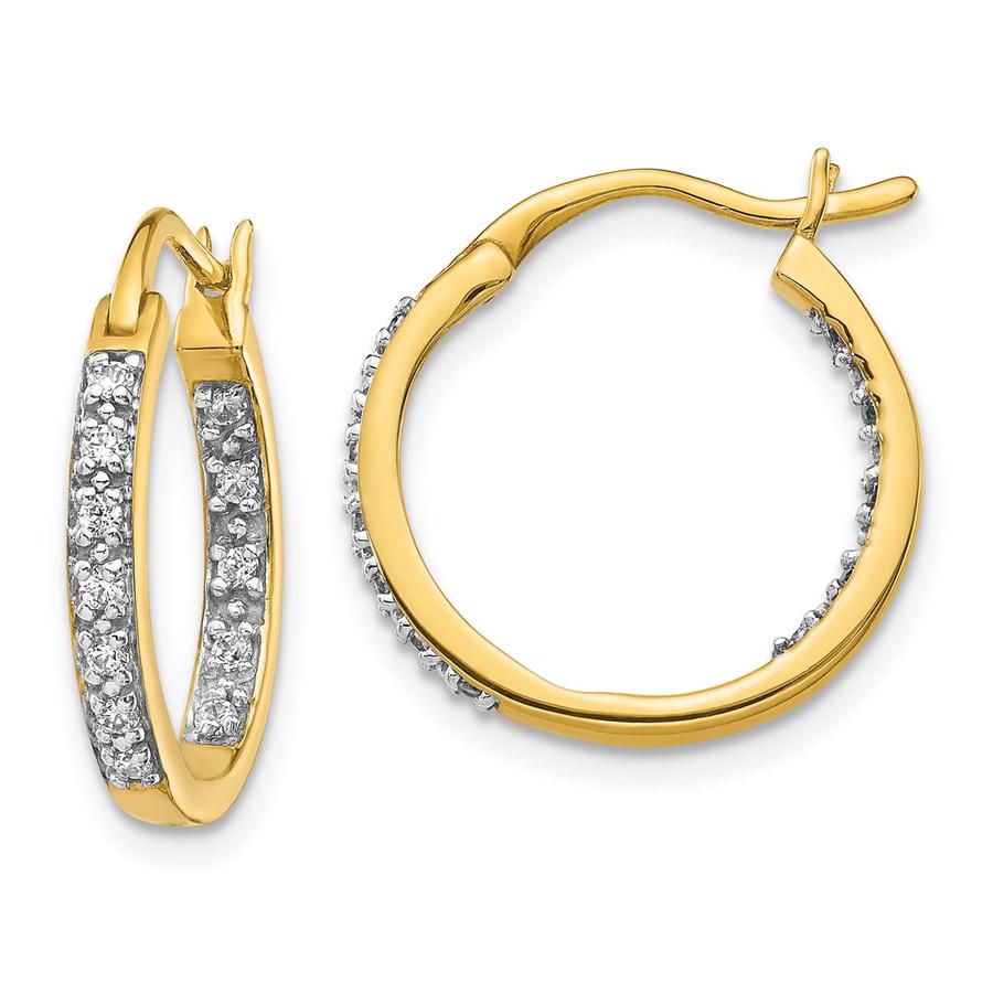 14k Diamond In/Out Hoop Earrings - 15 mm (1 of 2)
