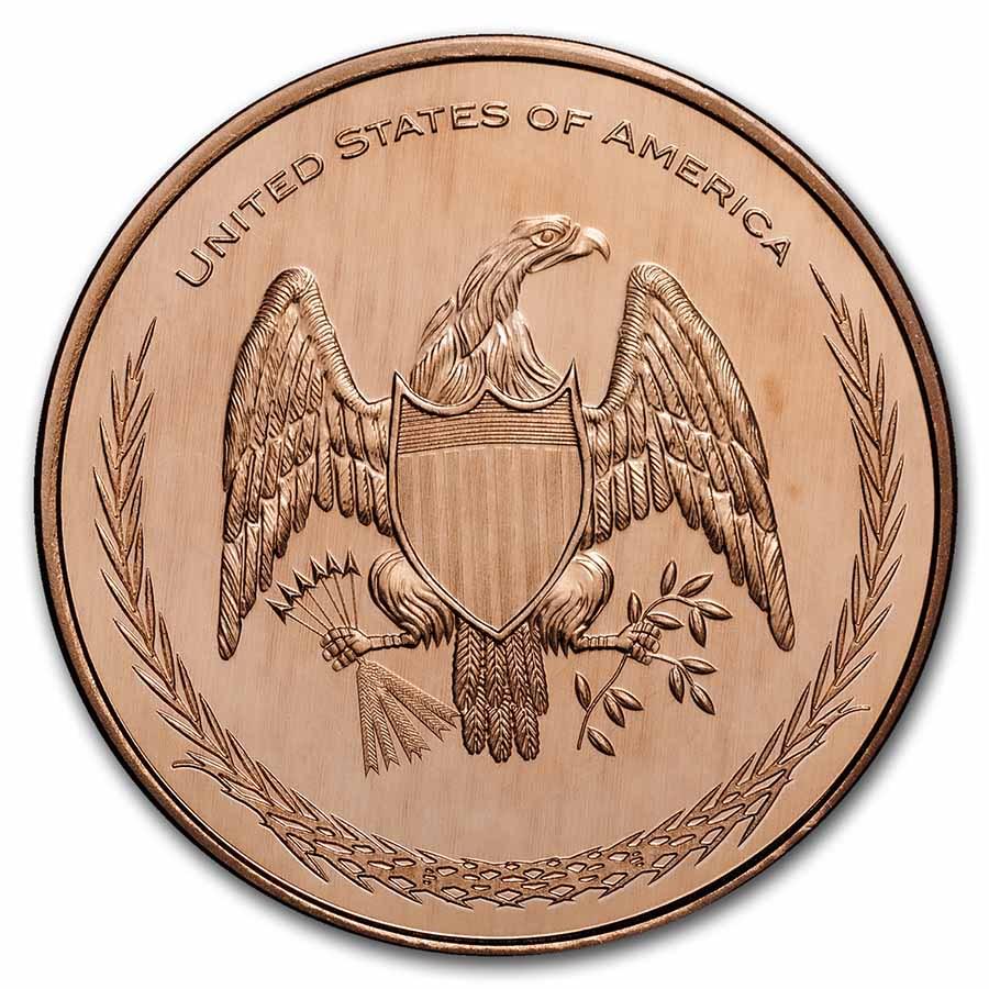 1 oz Copper Round - Patriotic American Flag and Vintage Eagle (1 of 2)