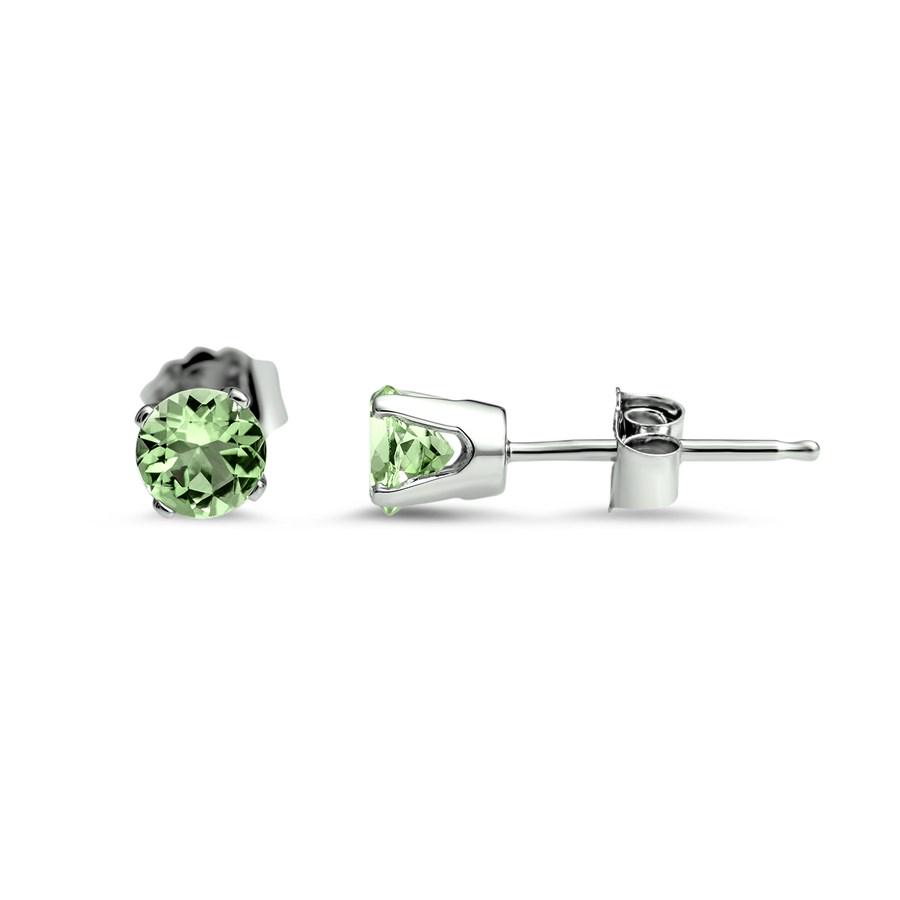 14k White Gold 4 mm Peridot Stud Earrings (1 of 2)