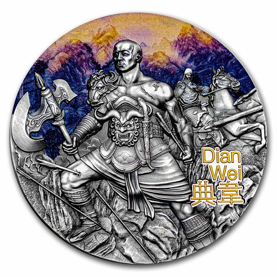 2021 Niue 3 oz Antique Silver Warriors of Ancient China Dian Wei (1 of 6)