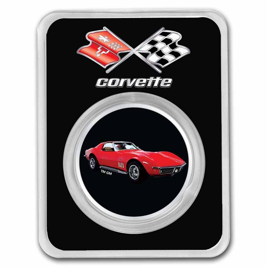 Corvette (1969) Red 1 oz Colorized Silver w/ TEP (1 of 4)
