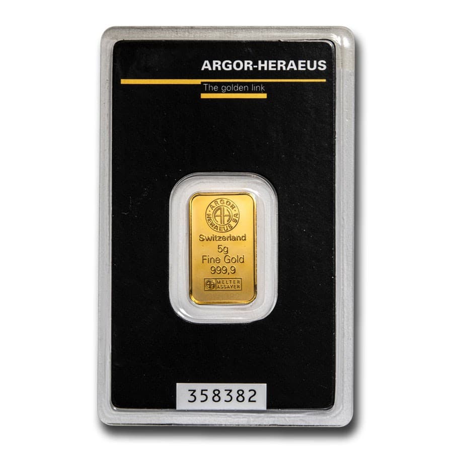 5 gram Gold Bar - Argor-Heraeus (In Assay) (1 of 3)