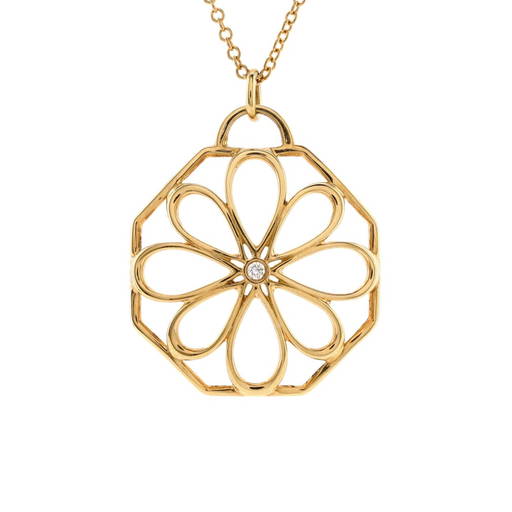 Tiffany & Co. Garden Open Flower Necklace 18k Yellow Gold With Diamond