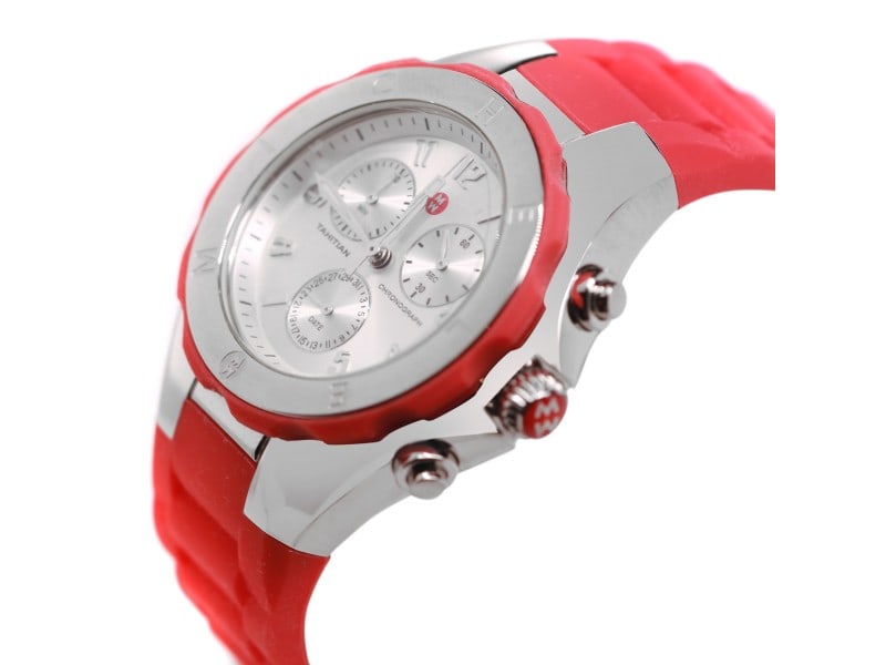 Michele Red Jelly Tahitian Chronograph Watch (1 of 3)