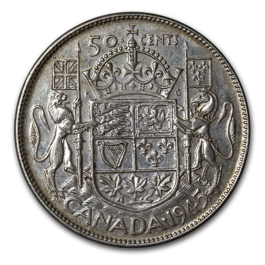 1945 Canada Silver 50 Cents George VI AU (1 of 2)