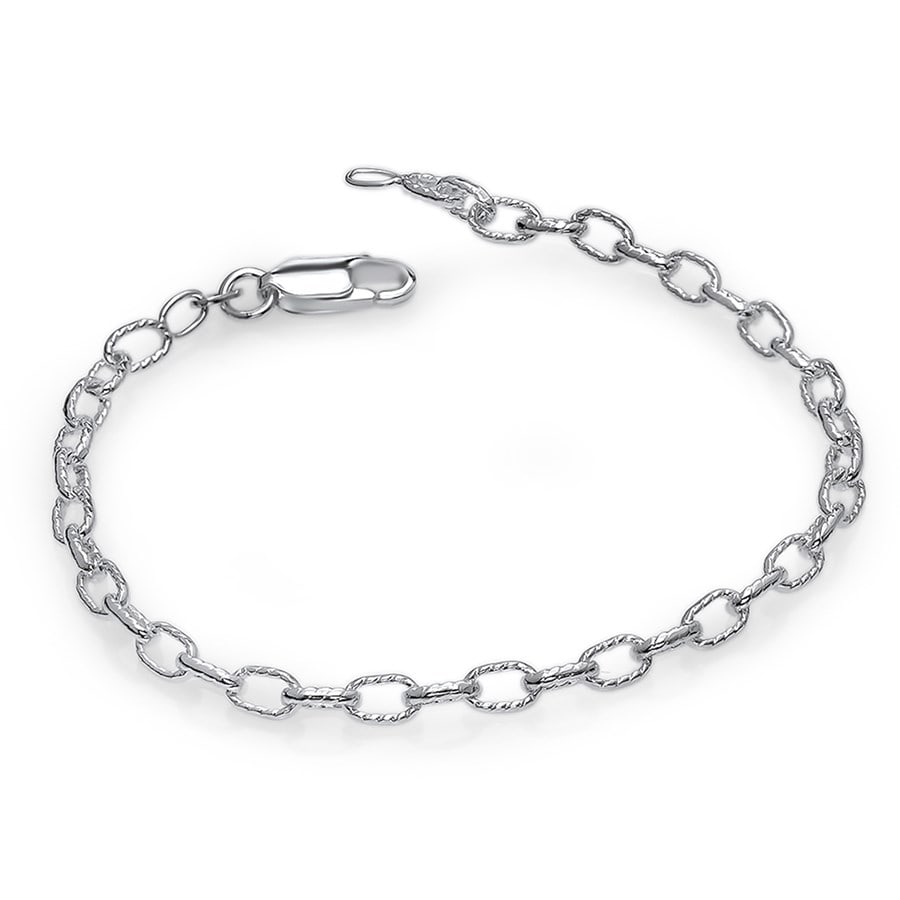 Sterling Silver Fancy Rolo Chain 7" Bracelet: Sterling Silver Fancy Rolo Chain 7" Bracelet RBJ no: 86744 Metal: Sterling Silver Finish: Brushed Length Of Item: 7 in Clasp/Connector: Lobster