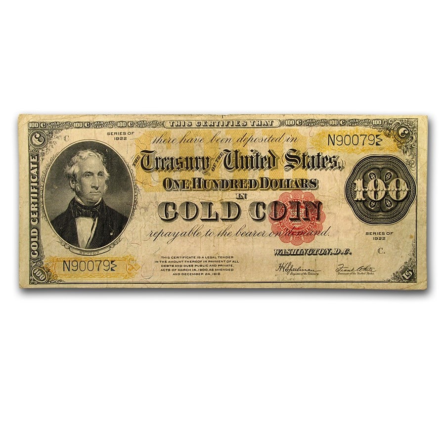 1922 $100 Gold Certificate Fine (Fr#1215) (1 of 3)