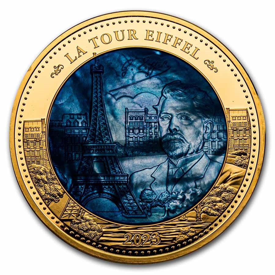 2023 Solomon Island 5 oz Gold Mother of Pearl: Gustave Eiffel: 2023 Solomon Island 5 oz Gold Mother of Pearl: Gustave Eiffel , Product ID: 260833 Year: 2023 Grade: Proof Grade Service: None Denomination: 100 Dollars Mint Mark: Not Shown Metal Content: