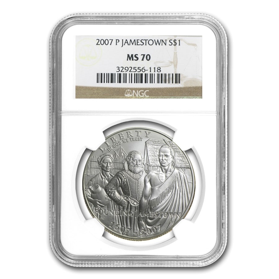 2007-P Jamestown 400th Anniv $1 Silver Commem MS-70 NGC (1 of 3)