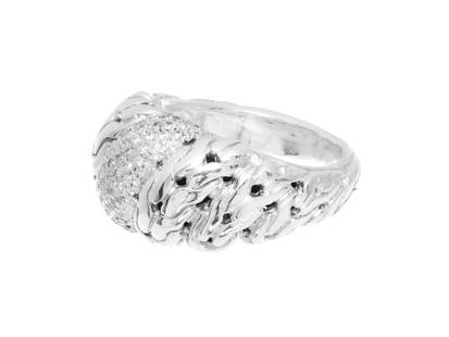 John Hardy Diamond Silver Dome Ring 925 18k: John Hardy Diamond Silver Dome Ring 925 18k Product Code: 382-520-7097-01C9A Brand: John Hardy Condition: Pre-Owned Metal: Silver & White Gold Stone: Diamond