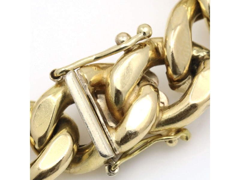 womens Cuban Curved Link Statement Bracelet In 18k Yellow Gold (1 of 4)