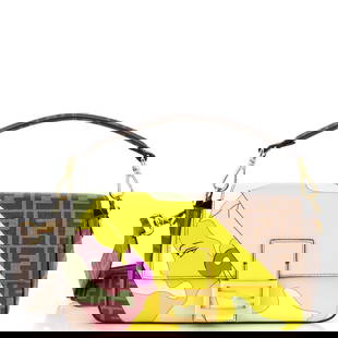 Fendi Antonio Lopez Baguette NM Bag Zucca Coated Canvas with Printed Leather Inlay Medium: Fendi Antonio Lopez Baguette NM Bag Zucca Coated Canvas with Printed Leather Inlay Medium , Exterior Color: Brown, Print Interior Color: Black Exterior Material: Canvas Coated, Leather Interior Materi