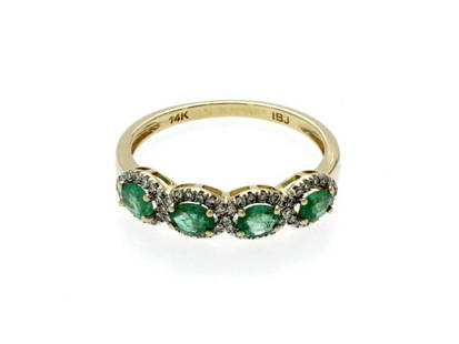 0.40 CT Colombian Emerald & 0.24 CT Diamonds 14K Yellow Gold Wedding Band Ring: 0.40 CT Colombian Emerald & 0.24 CT Diamonds 14K Yellow Gold Wedding Band Ring Product Code: 203790753866-E Condition: Never Worn Metal: Yellow Gold Model: 203790753866-E Item Specifics:Main Stone: Em