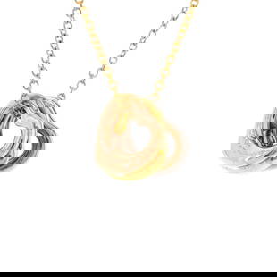 Tiffany & Co. Elsa Peretti Triple Open Heart Pendant Necklace 18K Tricolor Gold: Tiffany & Co. Elsa Peretti Triple Open Heart Pendant Necklace 18K Tricolor Gold Metal Type: 18K Tri Colored Gold Metal Finish: High Polish Hallmarks Type: 750, Designer Signature Signature / Hallmark