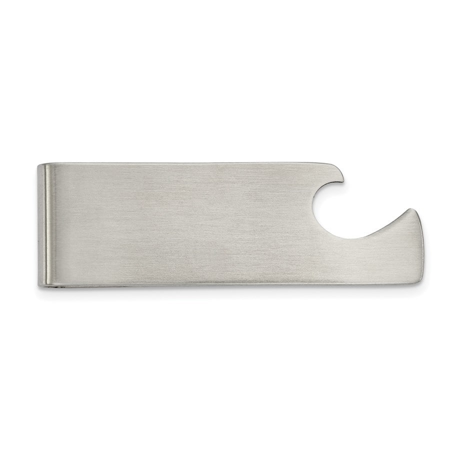 Stainless Steel Brushed Bottle Opener Money Clip: Stainless Steel Brushed Bottle Opener Money Clip Product Id: 183506 Metal: Stainless Steel Finish: Brushed Length Of Item: 65.74 mm