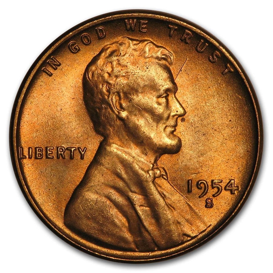 1954-S Lincoln Cent BU (Red) (1 of 2)