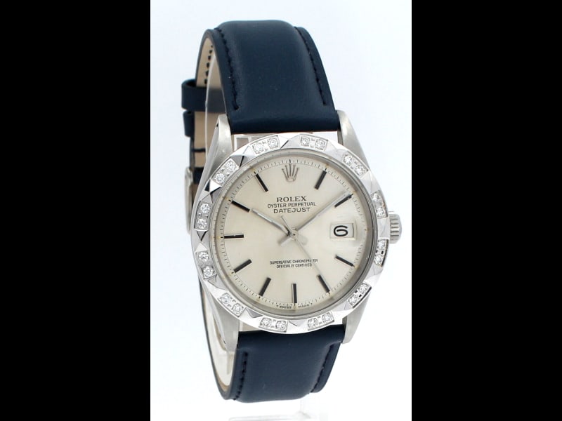 Men VINTAGE Rolex Oyster Perpetual Date Stainless Steel Silver Stick 36mm Watch (1 of 4)