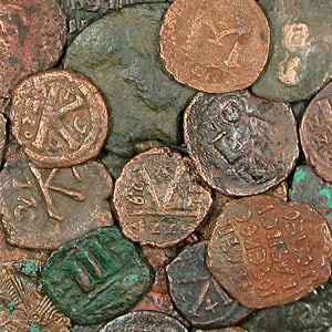 Bronze Coin of the Byzantine Empire (491-1453 AD): Bronze Coin of the Byzantine Empire (491-1453 AD) Product ID: 42391 Year: Random Grade: Average Circulated Grade Service: None Denomination: N/A Mint Mark: Not Shown Metal Content: 0 troy