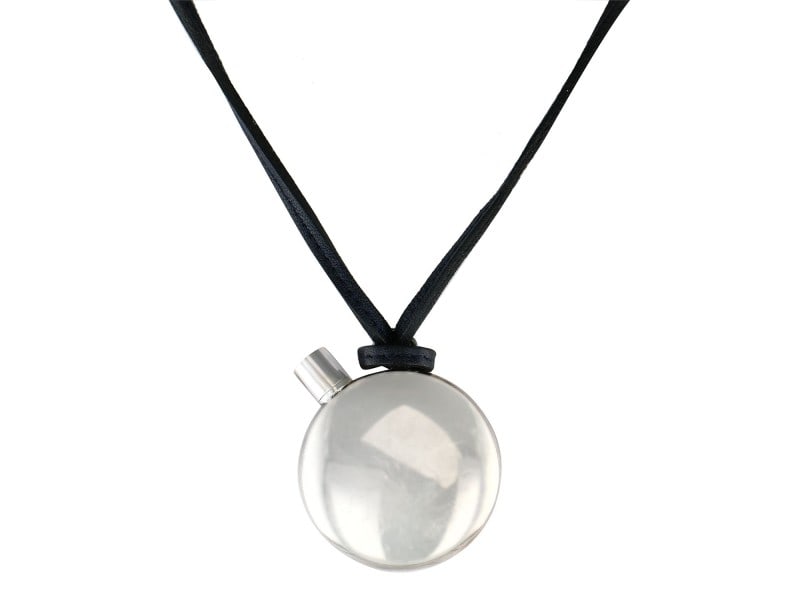 Hermes Sterling Silver Perfume Bottle Pendant With Black Suede Cord (1 of 3)