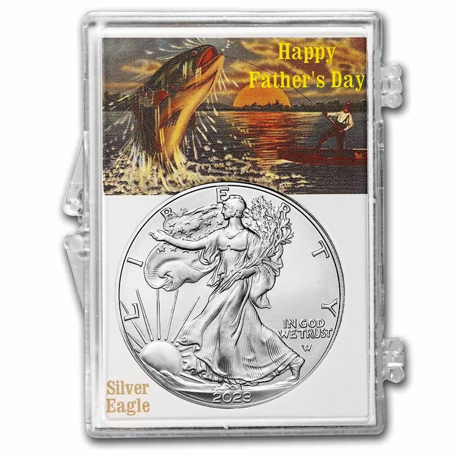 2023 1 oz Silver Eagle - w/Snap-Lock, Father's Day, Fishing (1 of 4)