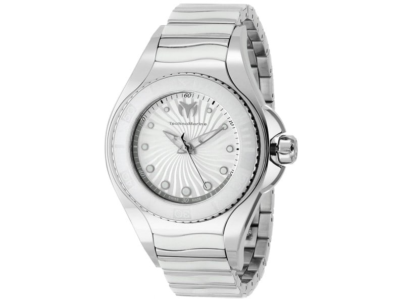 Technomarine womens Manta: Technomarine womens Manta Product Code: 213001-39B2A Brand: Technomarine Condition: Pre-Owned Stainless steel case, Stainless steel bracelet, Silver dial, Quartz movement, Scratch resistant sapphire,