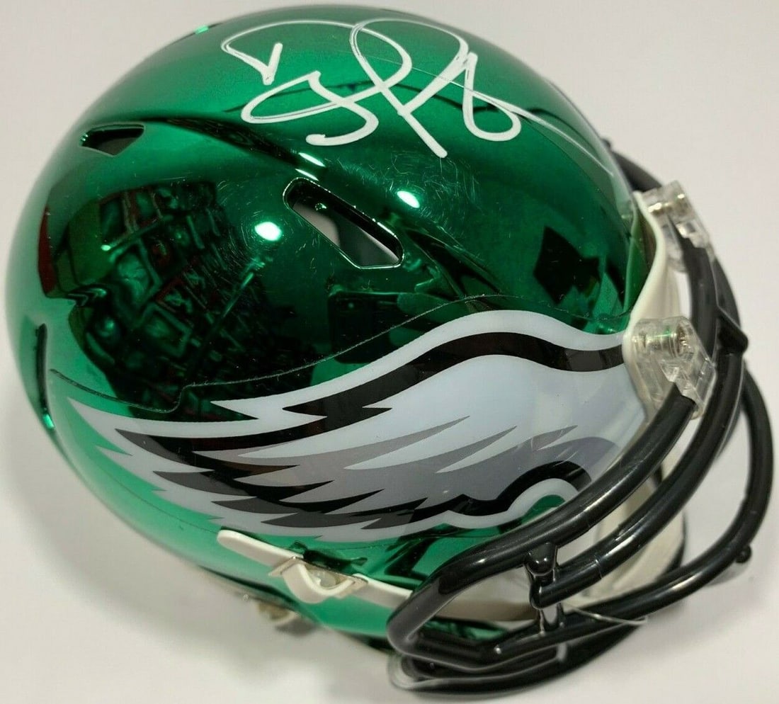 DOUG PEDERSON SIGNED PHILADELPHIA EAGLES CHROME FOOTBALL HELMET MINI SB LII JSA (1 of 2)