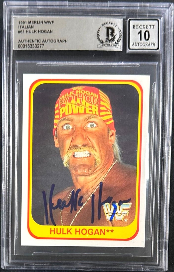 RARE HULK HOGAN 1991 Merlin Card 24 WWE WWF WCW Wrestling - Italian