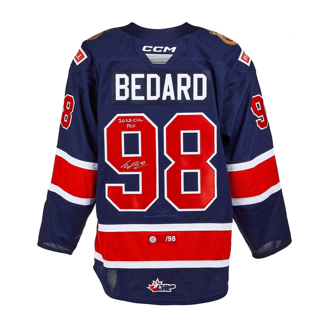 connor bedard regina pats signed chl poy authentic ccm jersey #/98: connor bedard regina pats signed chl poy authentic ccm jersey #/98 Connor Bedard Regina Pats Signed CHL POY Authentic CCM Jersey #/98 RBJ no: 7424027459672